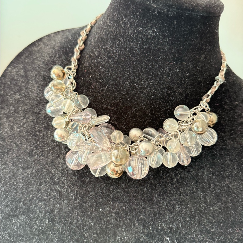 Vintage Silver and Gold Cluster Necklace
